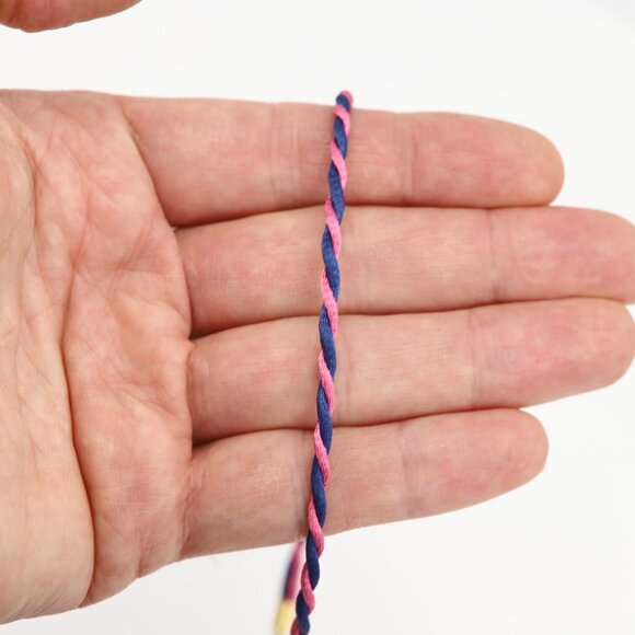 Pink Blue Thread Necklace Choker Adjustable Length Twisted Design Chokers (#90) - Picture 3 of 11